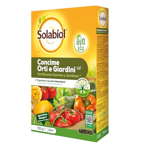 Solabiol Concime Biologico per Orto e Giardini con Tecnologia Natural Booster per favorire lo sviluppo dell’apparato radicale e avere fino al 50% di raccolto in più e 100% di fioriture in più. 750g