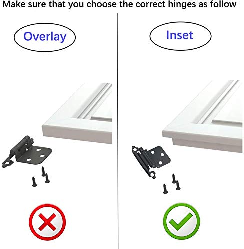 3/8" Inset Cabinet Hinges-4 Pack Black Cabinet Hinges For Variable Kitchen Bathroom Cabinet Doors -2 Pairs Flush Face Mount Cupboard Self-Closing Kitchen Cabinet Hardware Hinges #TOP2