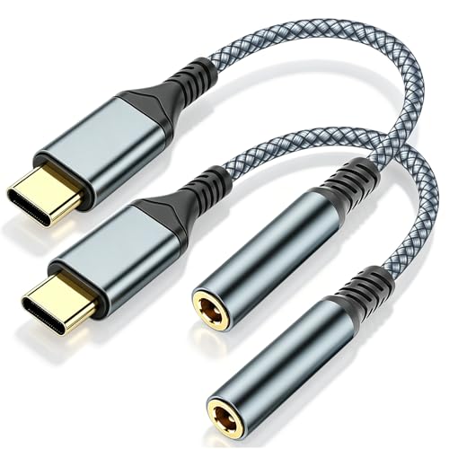USB C to 3.5mm Jack Type C to 3.5mm Headphone AUX Digital Audio Headphone Adapter Compatible with Samsung Galaxy iPad Pro Xiaomi and other Type-C devices (2PCS)