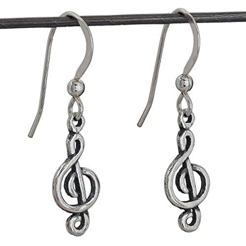 Sterling Silver Tiny Treble Clef Music Note Earrings - Handmade, Solid .925 #TOP25