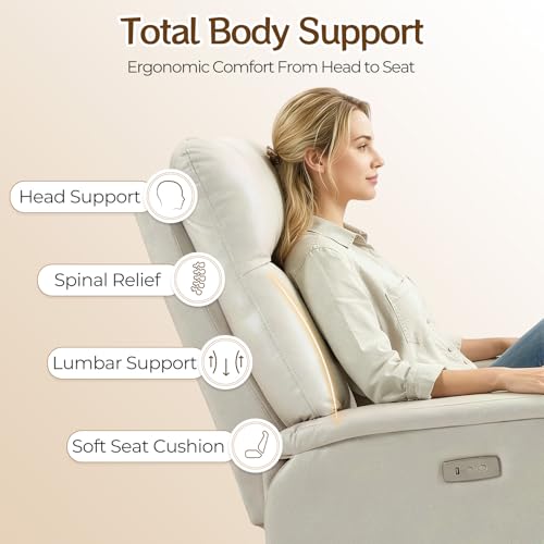 Image of ECOTOUGE Electric Office Chair with USB Charging, Recliner Executive Office Chair with Footrest, Big and Tall High-Back Desk Chair, 400LBS Weight Capacity, Microfiber, Beige