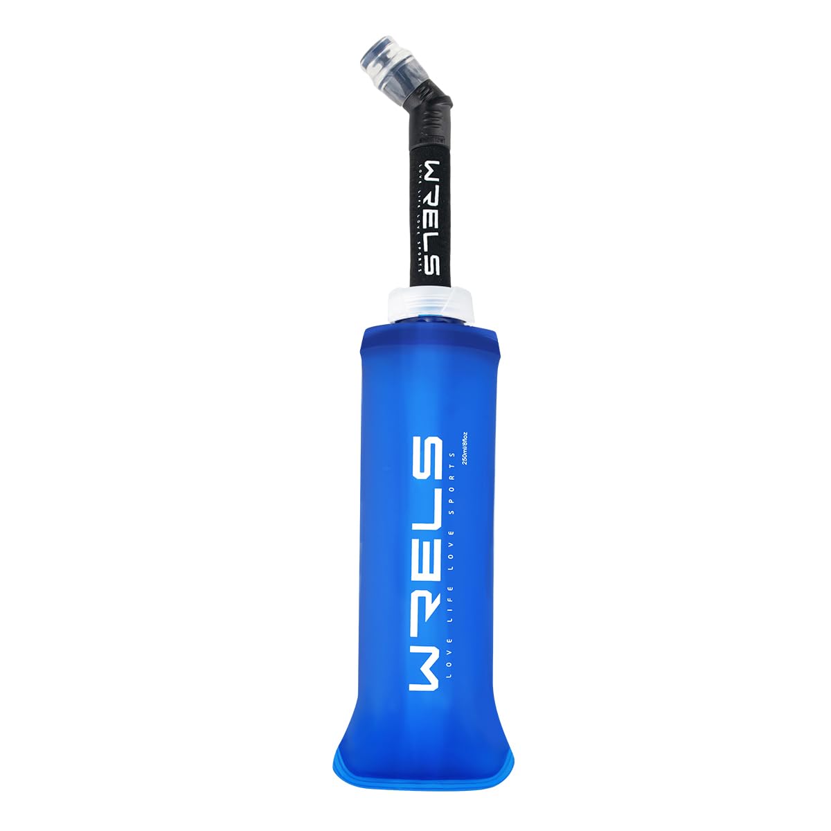 WRELS Folding Soft Flask Portable Collapsible Running Lightweight Water Bottle for Outdoor Sports,Travel with Mouthpeice Cover (250ml/16.9oz with straw) — image 1