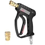 YAMATIC Pressure Washer Short Gun 5000 PSI - Stainless Steel 3/8" Swivel Plug & M22-14mm Coupler, Power Washer Stubby Trigger Handle with 1/4" Quick Connect for Foam Cannon Car Wash