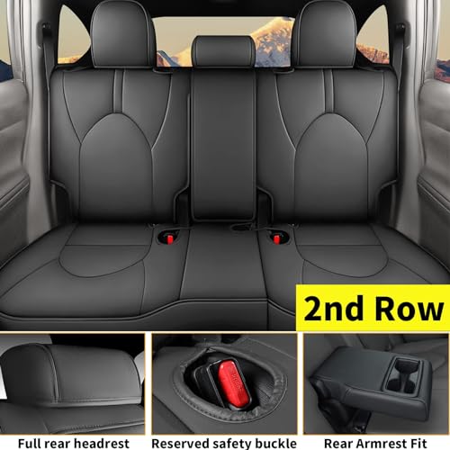 Custom Fit Seat Covers for Toyota Highlander: 2020 2021 2022 2023 2024 2025 Full Set 8 Passenger 3 Row Faux Leather Car Seat Protector Compatible Airbag Deep Gray(2020-2024 W/Second Row 40/60 Split)