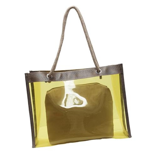 Sac à bandoulière transparent PVC jaune grand compartiment pour aisselles