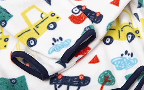 Mud Kingdom Toddler Boys Fleece Sweatshirts Long Sleeve Basic Pullover Warm Winter White Cartoon Car 4T #TOP3