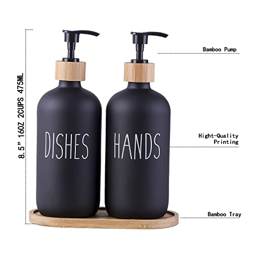 Glass Kitchen Soap Dispenser Set including Tray by Brighter Barns, Hand and Dish Soap Dispenser for Kitchen Sink - Image 2