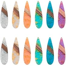 Wooden Resin Charms DIY Earrings Charms Geometric Wooden Boho Charms Mixed Shapes Wooden Pieces Charms Teardrop Triangle Round Circle Rhombus Wooden Pendants for Jewelry Making
