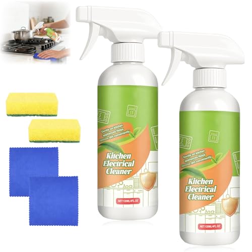 UUZO 2PCS Electrolyzed Ion Kitchen Electrical Cleaner Spray- Electrolyzed Ion Kitchen Heavy Duty Cleaner Degreaser Multi-purpose Household Cleaning for Household Oven Stove Range Hood