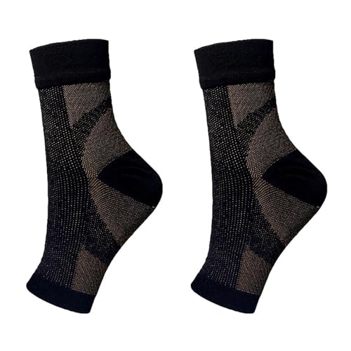 1 paire de chaussettes de compression infusées de cuivre - Soulagement de la douleur - Chaussettes de compression anti-fatigue pour le sport, la course à pied, le yoga - Chaussettes de sport pour