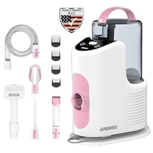 Dog Vacuum Grooming Clippers: 2.5L Professional Grooming Clippers Kit Christmas Birthday Gifts for Dogs Cats and Pets Stocking Stuffer Pink