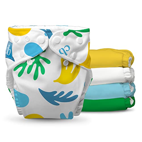 Image of Charlie Banana Cloth Diapers, Reusable, Washable, Adjustable One Size Diaper, for Babies and Toddlers, with Absorbent Inserts - Banana Leaves, 5 Pack