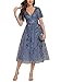 Ever-Pretty Women's V Neck A Line Cocktail Dresses Embroidery Short Sleeves Midi Sequin Formal Wedding Guest Dress Dusty Blue US8