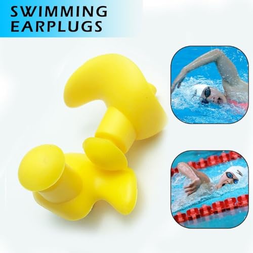 Image of James HealthPlus Premium Waterproof Silicone Ear Plugs for Swimming & Noise Reduction | Reusable Earplugs for Sleep, Meditation, Study & Travel | Ergonomic Fit with Carry Case (1 Pair Yellow)