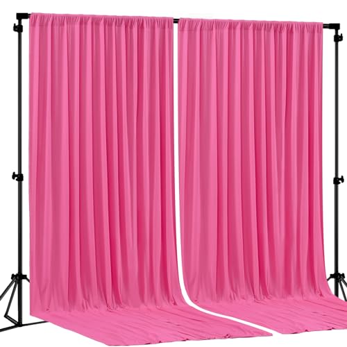 Hot Pink Backdrop Curtain 2 Panels-Wrinkle-Free Polyester Photography Drapes for