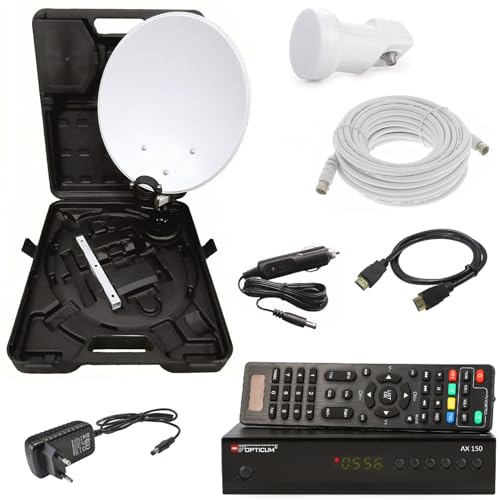 RED OPTICUM Camping Sat Anlagen Komplettset HD-TV - Mobile Satelliten-Anlage mit HD AX 150...