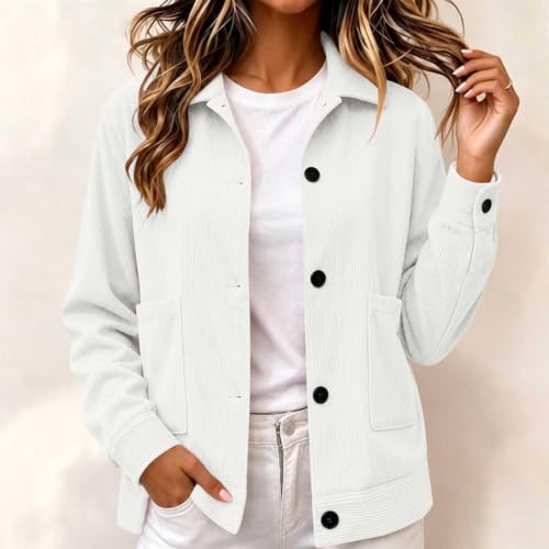 Corduroy Jacket Women Button Up Casual Collared Shirt Cropped Shacket - image 2