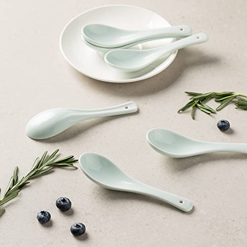 Syndecho Lot de 6 cuillères à soupe chinoises en porcelaine anglaise - Cadeau de mariage (bleu clair) Cover