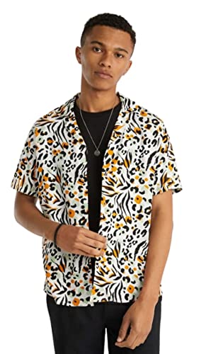 Image of GRECIILOOKS Casual Shirts for Menl Shirt for Men| Printed Shirt for Men| Cotton Spread Collar Shirt| Beach Wear Mens Shirt| Turn-Down Collar Shirt for Boys | Preppy Short Sleeve