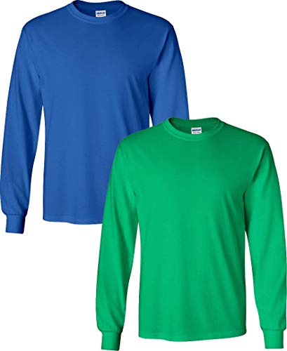 Image of Gildan Ultra Cotton Long Sleeve T-Shirt 2-PackRoyal-Irish XL