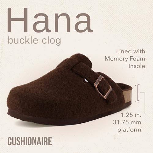 Image of CUSHIONAIRE Hana Womens Clogs | Comfortable Vegan Suede Clogs for Women | Slip On Potato Shoes with Cork Footbed & Arch Support | Memory Foam, Wide Widths Available