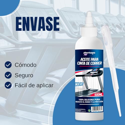 Plantawa Aceite para cintas de correr 500ml | Efectividad Probada | Limpieza y Seguridad | Aplicación Precisa | Universal y Respetuoso | Beneficios Duraderos | Silicona Pura | Ideal para Gimnasios. - imagen 5
