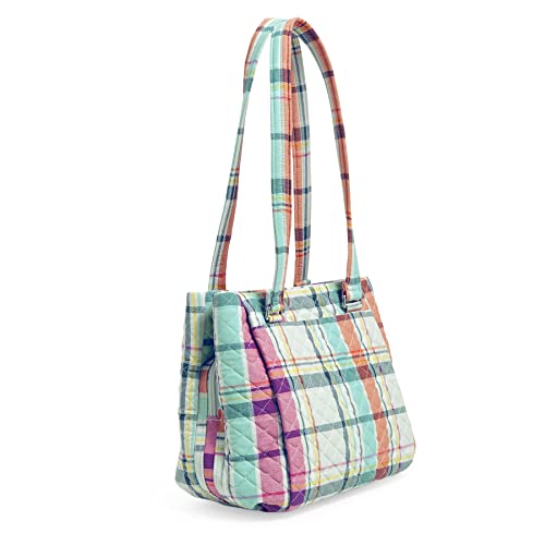Vera Bradley Women's Cotton Multi-Compartment Shoulder Satchel Purse Handbag, Pastel Plaid - Recycled Cotton, One Size Us #TOP1