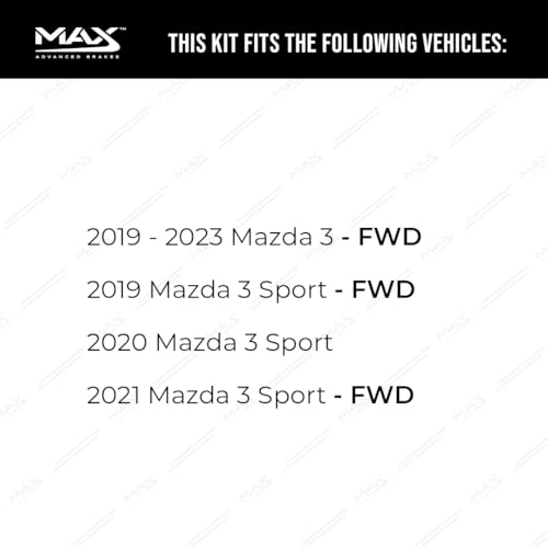 Image of Max Advanced Brakes Front Brake Kit Compatible With 2019 2020 2021 2022 2023 Mazda 3 /3 Sport FWD Replacement Premium OE Disc Brake Rotors and Ceramic Brake Pads