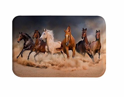 A.Monamour Badematten Badteppiche Badvorleger Braun Khaki Farbe Sechs Pferd Laufen Land Landschaft...