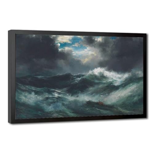Toile d'épave de bateau au clair de lune de Thomas Moran pour bureau apaisant