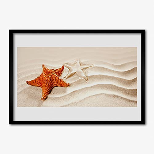 Affiche encadrée 70x50 cm starfish sur la plage pour une décoration murale en cadre MDF Tulup