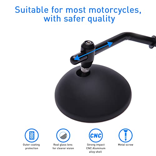 Image of DREAMIZER 3 inch Motorcycle Handlebar Mirrors Black Round Rear View Side Mirrors Universal 8mm 10mm Compatible with Sportster 883 1200 Softail Dyna ATV Street Sport Bike Cruiser Chopper Bobber Scooter