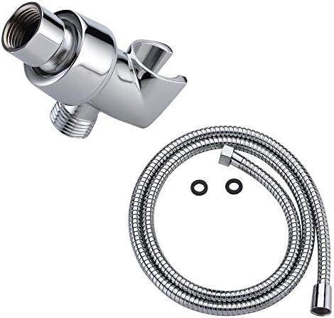 All Metal Shower Head Holder and 72 Inch Flexible Hose, Polished Chrome | Hand Held Showerhead Replacement Parts Kit
