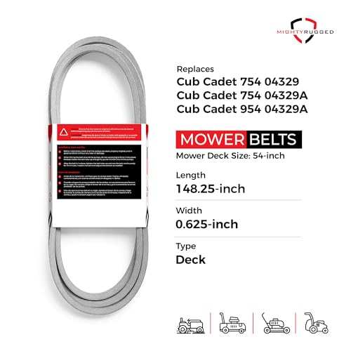 Image of MightyRugged 954-04329A Deck Belt for Cub Cadet ZT1 - Belt Length 148 1 /4 inch - Heavy-Duty, Aramid Cord Drive Belt 954-04329 754-04329 754-04329A for Cub Cadet ZT1 RZT-L54 54 inch Deck Drive Belt