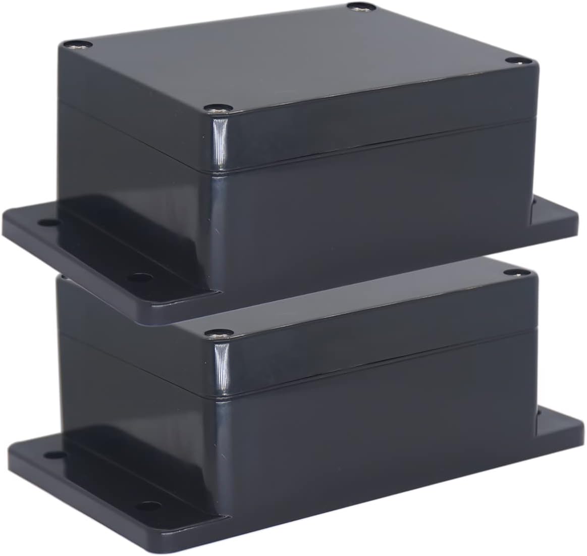 Watertight Junction Box, IP67 Waterproof Project Box Durable ABS Plastic Electronic Enclosure Case for DIY Electrical Project with Wall Fixed Ear 4.53" x 3.54" x 2.17"(115 x 90 x 55 mm) 2Pcs