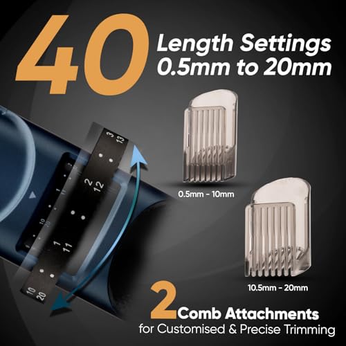 Image of VEGA Smartone S2 Trimmer For Men With Ai Smarttrim Technology, 160 Mins Runtime, USB Type C, Ipx7 Waterproof & 40 Length Settings, 3 Unique Speed Modes, Rubber Grip, Travel Friendly, (Vhth-31), Blue