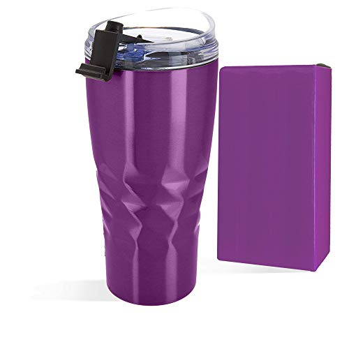 Primula Peak Hot or Cold Vacuum Sealed Triple Layer Copper Technology Tumbler with Matching Gift Box, 20 Ounce, Plum Berry