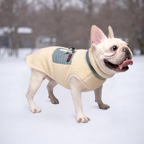FEimaX Warme Hundemantel Winddichte Haustier Winter Fleece Hundejacke Winterweste mit D-Ring Hundekleidung Welpenjacke für Kleine Mittlere Hunde
