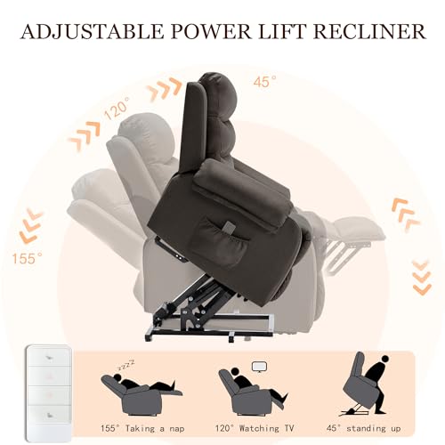 Sillón reclinable eléctrico negro lino miniatura 3