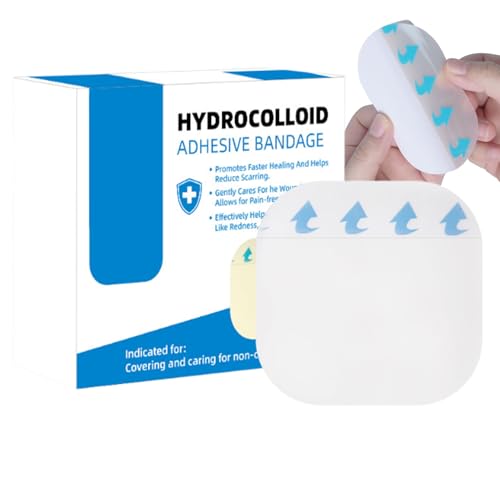 Tiritas Hidrocoloides en Gel - Cinta Para Cicatrices Rollo,Parche Impermeable 5 Hojas para Piel Sensible Heridas Cortes Quemaduras Atención para Jóvenes Mayores Atletas