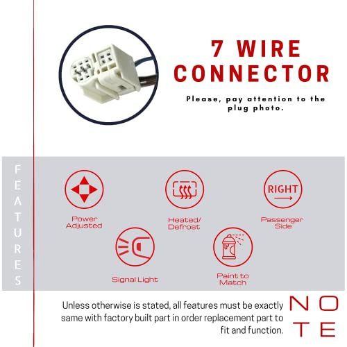 Spieg To1321295 Passenger Side Mirror Replacement For Toyota Corolla 2014-2019 Power Heated Manual Folding Turn Signal Light Ptm White 7 Pin Right (Rh) #TOP6