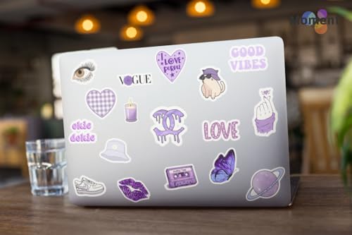 Image of 36Pcs Purple Aesthetic Vinyl Stickers - Purple Mood | Waterproof, Laminated, Reusable, Self-Adhesive Stickers for Laptop, Phone, Diary, Scrapbook, Journal, Gift Box, Aesthetic Room Decor
