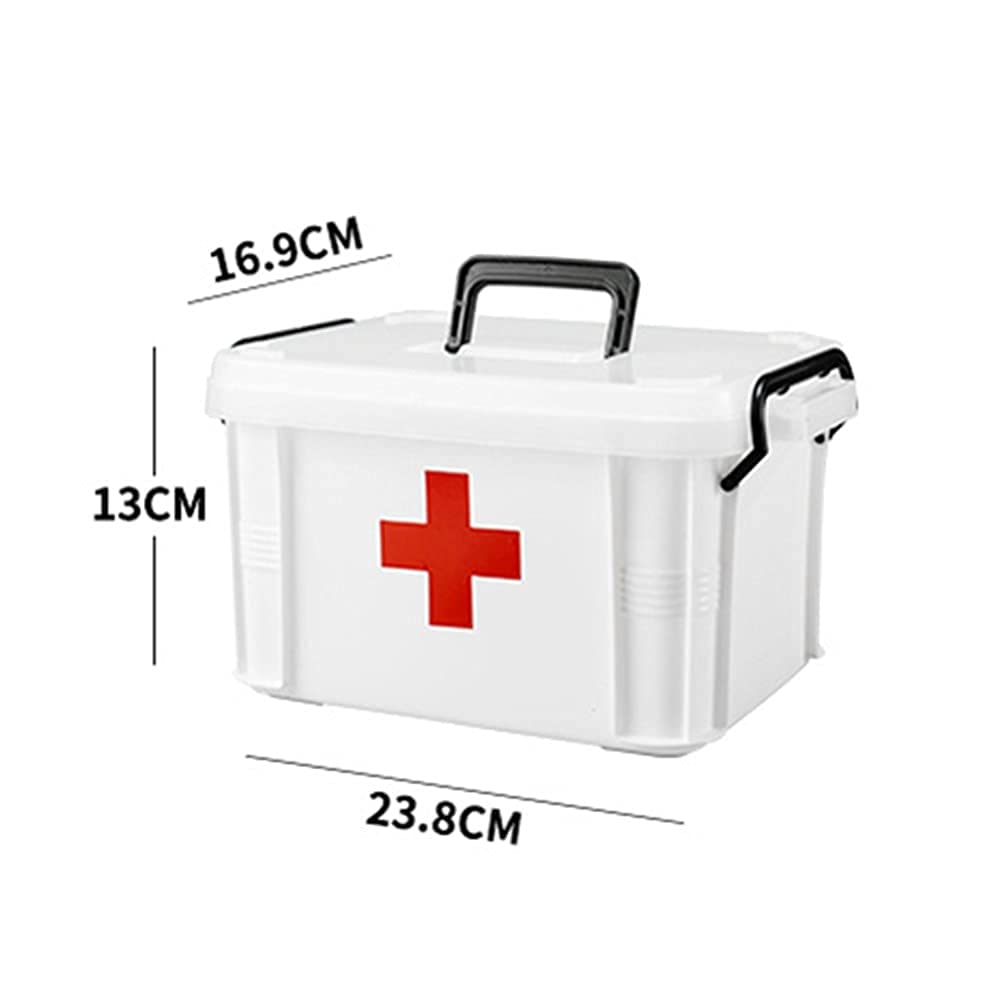 Armadietto per medicinali in plastica per la casa, contenitore di pronto soccorso compartimentato per l'organizzazione dei farmaci, design compatto e leggero