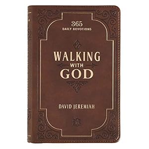 Book cover Walking with God Devotional - Brown Faux Leather Daily Devotional for Men & Women 365 Daily Devotions