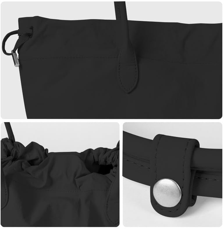 Nylon Tote Bag for Women - Hobo Shoulder Bag Lightweight Tote Handbag with Drawstring for Work Travel Shopping - Image 3