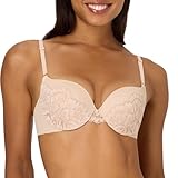 Maidenform Damen Underwire, Love The Lift Lace Demi Bra, Smoothing, Convertible Straps Push-Up-BH, Mandel/Roségold, 80B