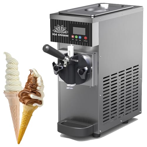 DHMYYXGS Machine Glace Italienne,Machine Glace Italienne Comptoir,Rendement 4-5kg/H,Machine Glace Italienne Maison,avec Réservoir 2,5 L & Cylindre 1 L,avec Pré-Refroidissement écran LCD,Grey