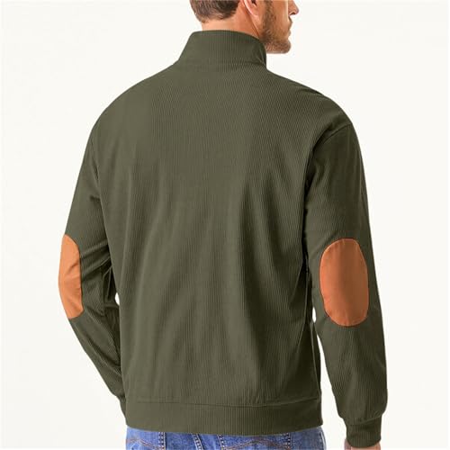 Men's Outdoor Top Casual Sports Corduroy Collar Long Sleeve Pullover with Pocket Sweater4