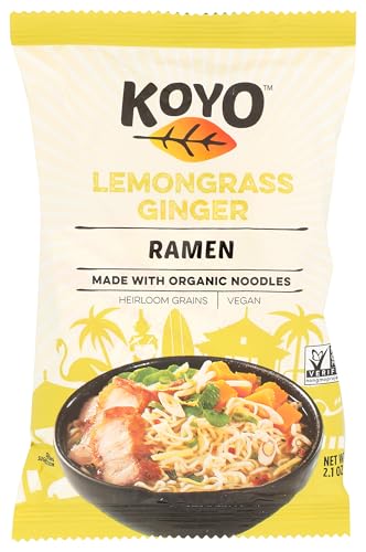 Koyo Ramen Soup, Lemongrass Ginger, Made with Organic Noodles, No MSG, No Preservatives, Vegan, 2.1 Ounces