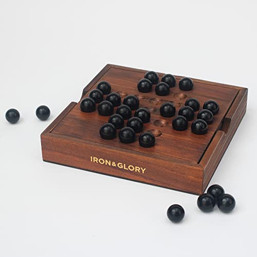 Iron & Glory | Solitaire Game | Wooden Puzzle Board Games for Adults | Puzzle Games & Strategy Board Games | Solitaire Marble Board Game | Portable Solo Board Game & Travel Games | Table Top Games - Image 3